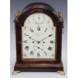 A George III Scottish mahogany bracket clock, 20cm arched enamel dial inscribed Chas Campbell, Bo'