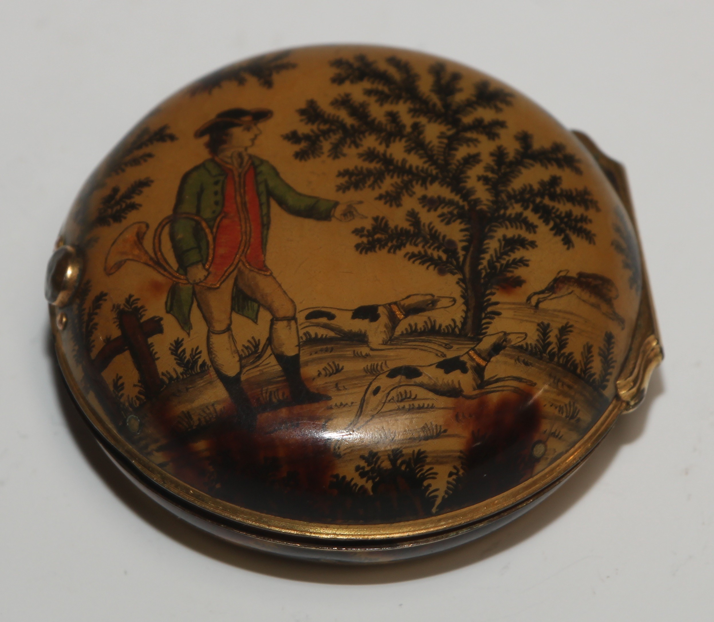 A George III painted tortoiseshell pair cased pocket watch, by James Smith, London, 3.5cm enamel - Image 5 of 7