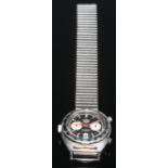 Heuer - Autavia, ref 1163, a stainless steel chronograph bracelet watch, no. 246191, black dial with