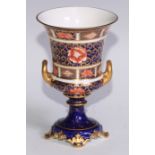 A Royal Crown Derby Imari two-handled campana vase, 15cm high, printed mark
