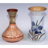 A Lovatt's Ware Art Nouveau flared ovoid vase, incised with irises, 20.5cm high, printed mark, c.