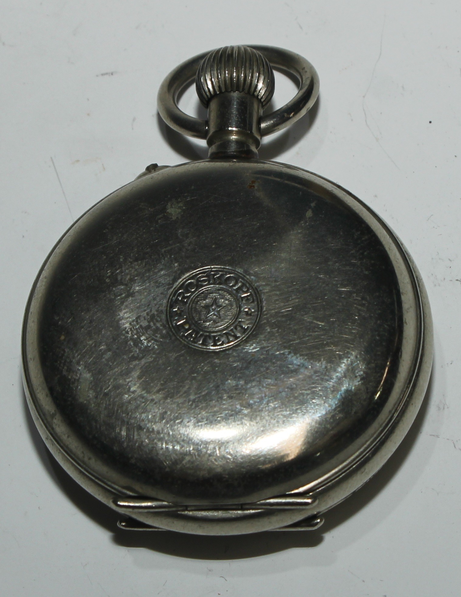 A large Continental silver open faced pocket watch, 5.5cm enamel dial inscribed in gilt upon - Image 5 of 6