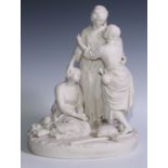 A Minton Parian figure group, Naomi and her Daughters in Law, titled, 34cm high, shape no.183