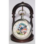 Erotica - an early 20th century French Doxa pocket watch, the dial painted with folk in hunting