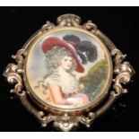 A Victorian portrait mourning brooch, Thomas Gainsborough's portrait of Georgiana, Duchess of