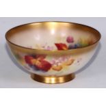 A Royal Worcester bowl, painted by Kitty Blake, signed, with blackberries, leaves and blossom,