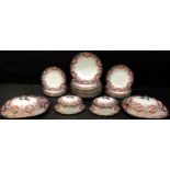 A Royal Crown Derby Imari dinner service, for six, decorated in red and blue, outlined in gilt,