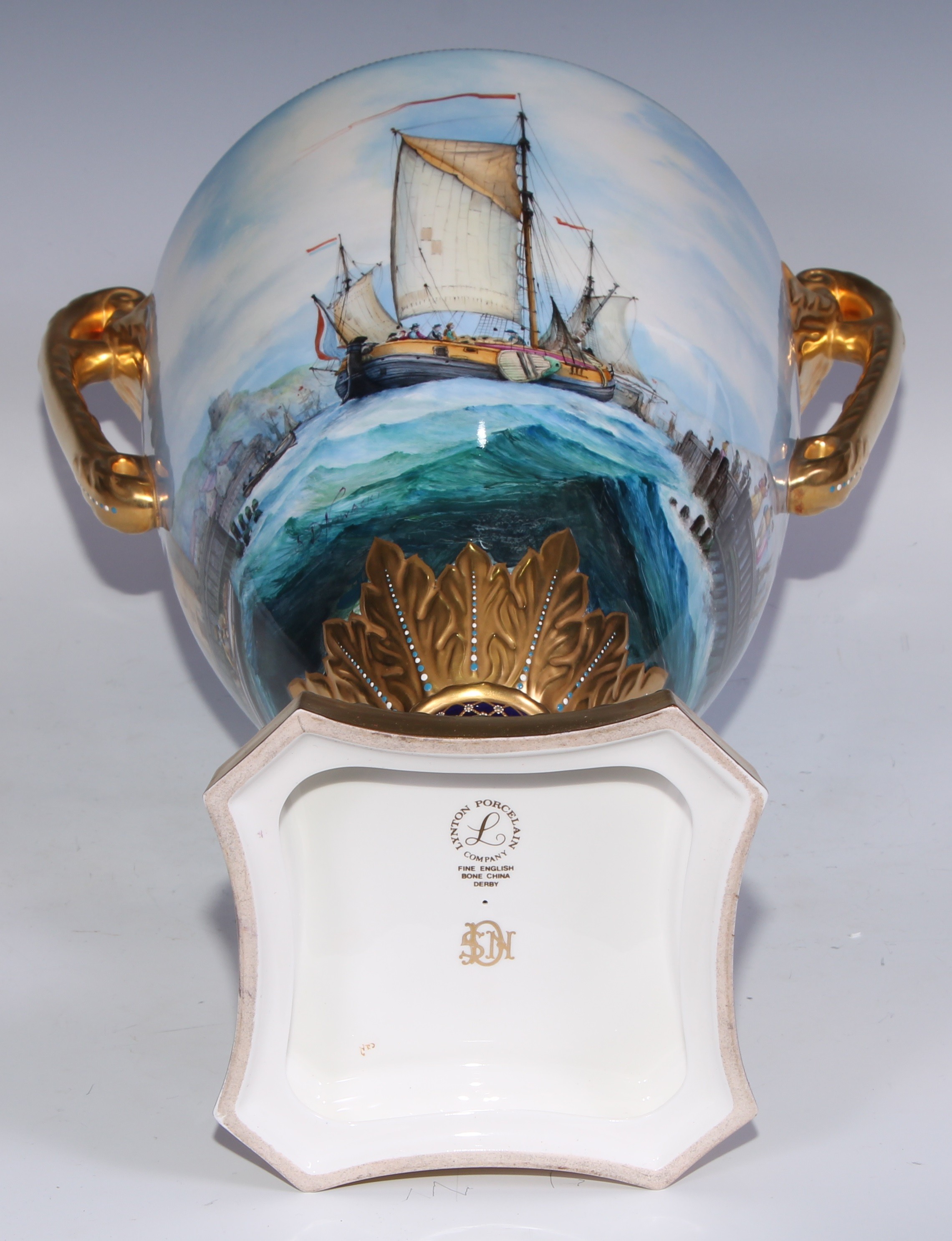 A substantial Lynton Porcelain Company twohandled pedestal vase