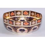 A Royal Crown Derby 1128 pattern hexagonal bowl, 18.5cm diam, printed mark