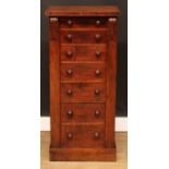 A Victorian mahogany Wellington chest, rectangular top above seven drawers, plinth base, 104cm high,