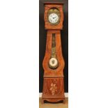 A 19th century French comtoise morbier longcase clock, 21cm circular dial, Roman numerals, simulated