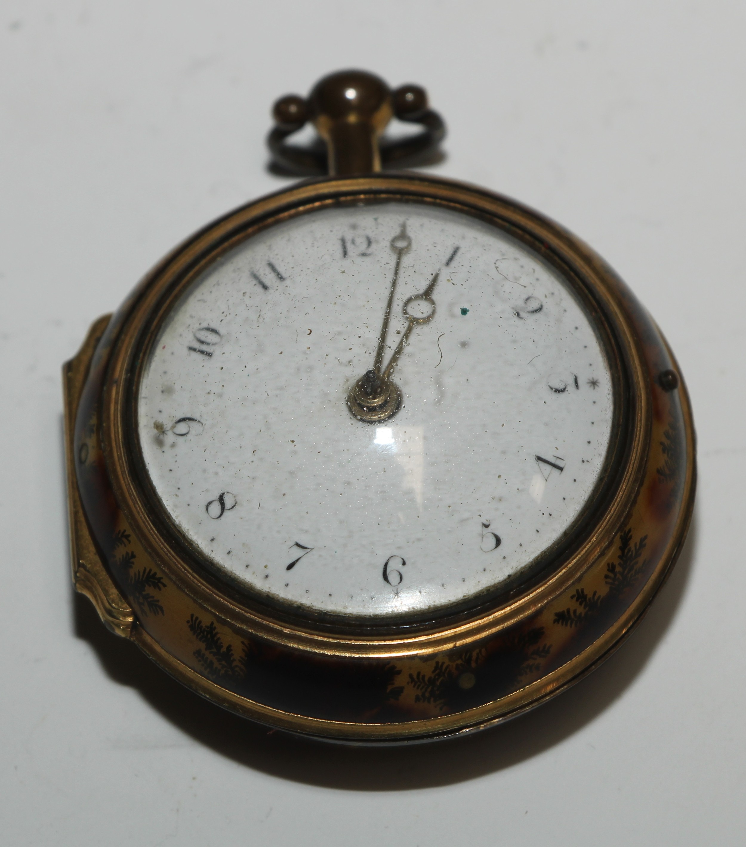A George III painted tortoiseshell pair cased pocket watch, by James Smith, London, 3.5cm enamel - Image 2 of 7