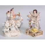 A Bloor Derby figure, of a girl seated in a chair, picked out in gilt, 14cm high, red mark; another,