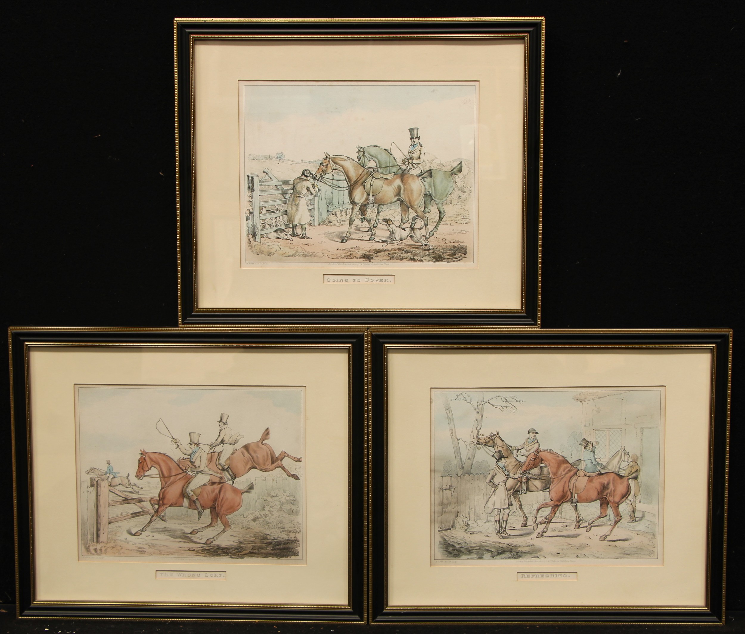Henry Alken, after, a set of three, Refreshing, The Wrong Sort and Going To Cover, coloured