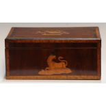A 19th century maple crossbanded mahogany and marquetry rectangular box, inlaid in the Killarney