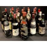 Wines and Spirits - thirty one miscellaneous bottles, red or white wine, 750cl, many lacking or