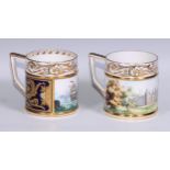 A Lynton Porcelain Company porter mug, painted by Stefan Nowacki, signed, with Men-of-War on