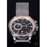 A Bulova stainless steel chronograph wristwatch, 4cm dial with Roman numerals, tachymeter outer