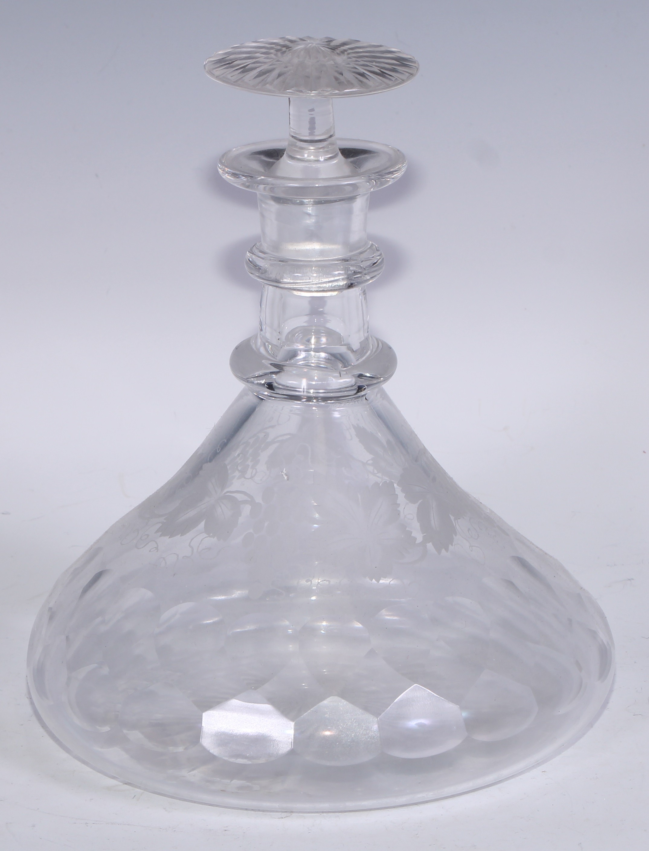 A silver mounted cut glass square decanter, mushroom stopper, star-cut base, 29.5cm high, Birmingham - Bild 6 aus 9