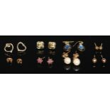 A pair of 9ct gold earrings, marked 375; five other pairs of 9ct gold earrings, 6g gross; a pair