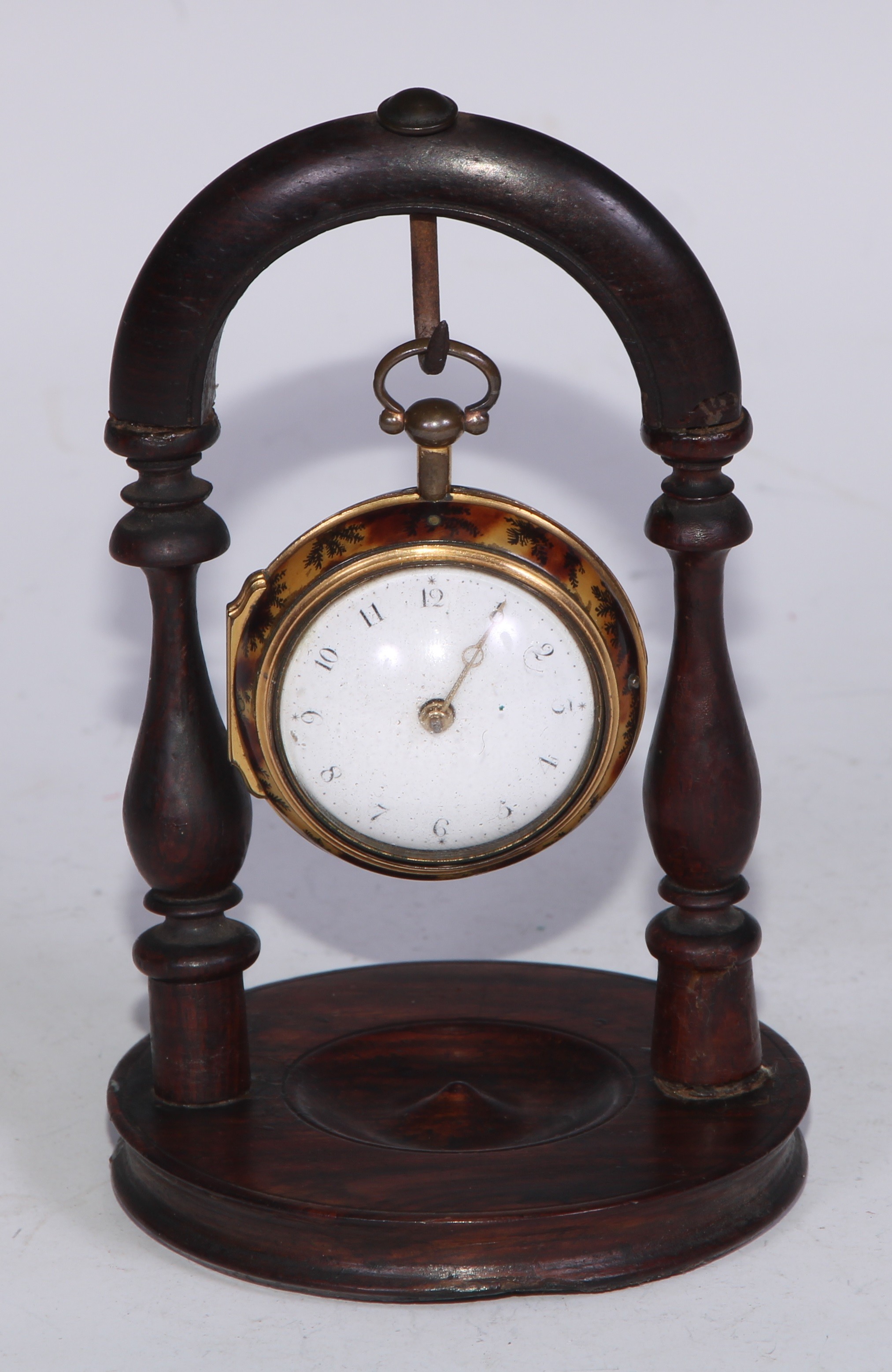 A George III painted tortoiseshell pair cased pocket watch, by James Smith, London, 3.5cm enamel