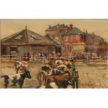 Michael Crawley (contemporary) Cattle Market, Derby signed, watercolour, 12cm x 17.5cm