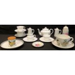 A Shelley Dainty tea for two, in the white, comprisng teapot, teacups, saucers, side plates, milk