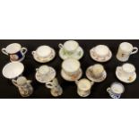 Miniature teacups and saucers - Royal Adderley, Royal Albert, Abbeydale, Coalport; a Minton