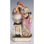 A Derby figure, Andromache, Weeping Over Hectors Ashes, painted in polychrome and picked out in