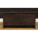 An 18th century oak six-plank chest, hinged top, 49cm high, 98cm wide, 37cm deep