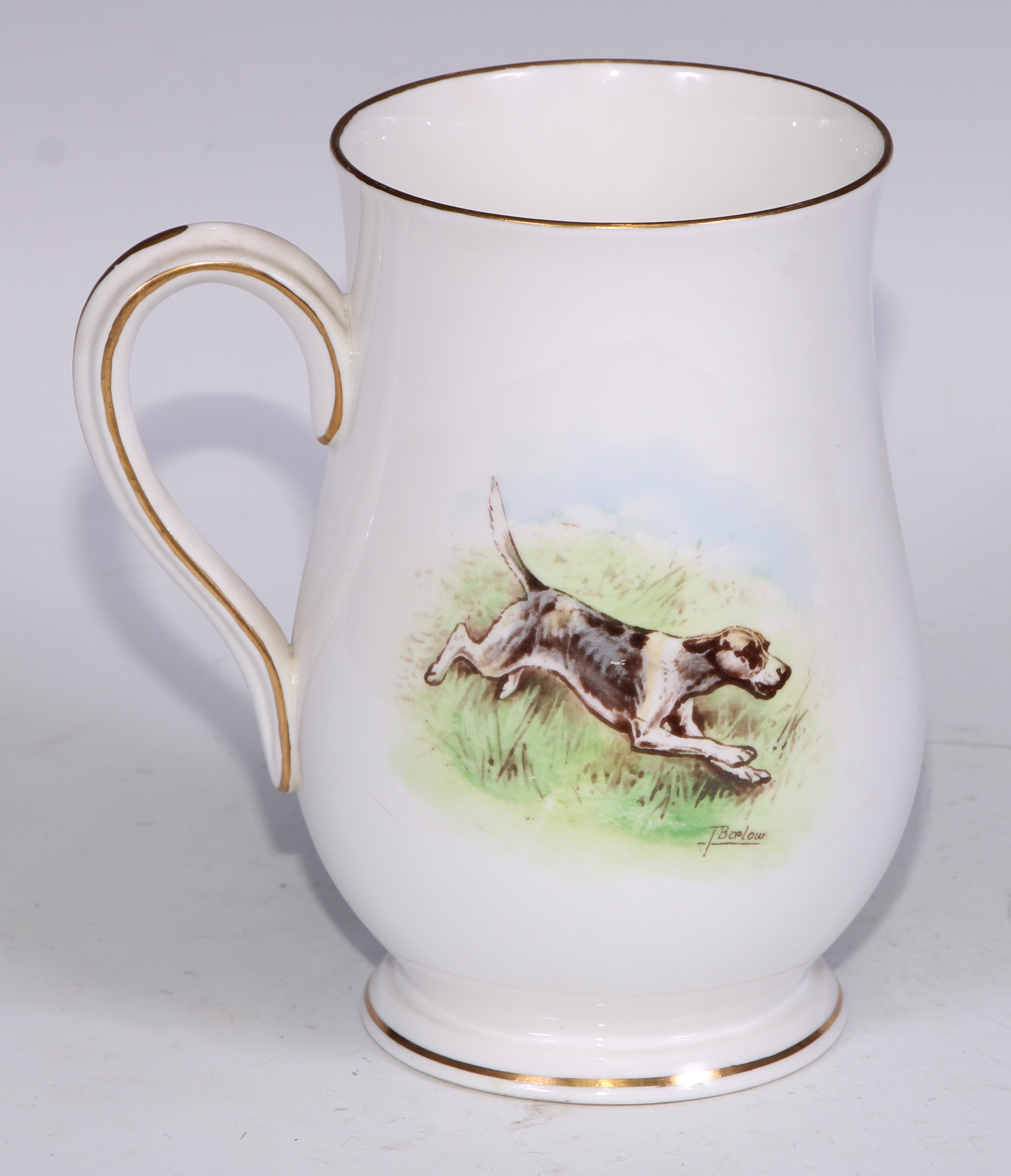 A Royal Crown Derby cylindrical mug, printed and painted by F Cox, with a hunting scene, to verso - Bild 5 aus 42
