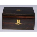A Victorian coromandel rectangular writing box, hinged cover enclosing a fitted interior, outlined