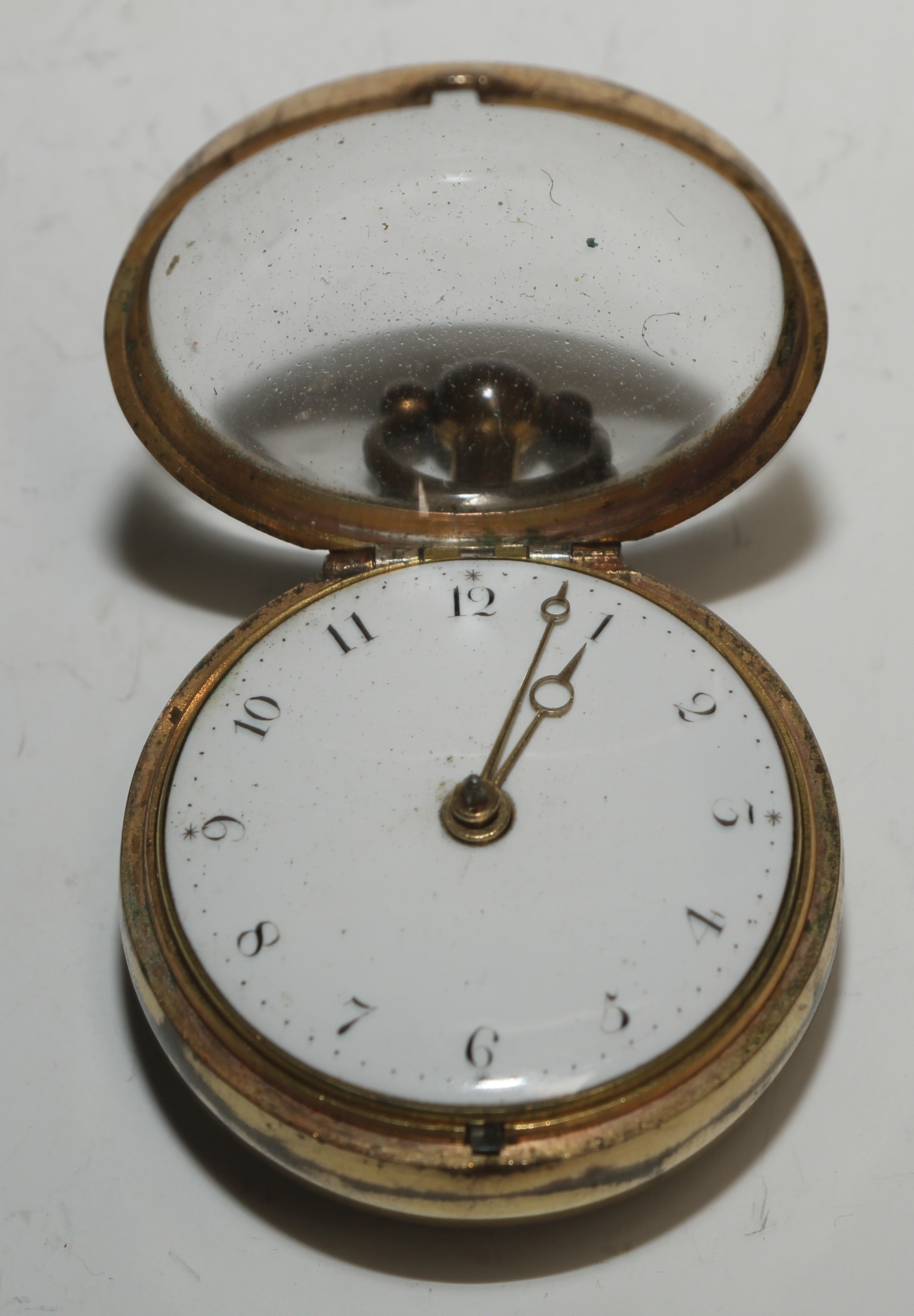 A George III painted tortoiseshell pair cased pocket watch, by James Smith, London, 3.5cm enamel - Image 6 of 7