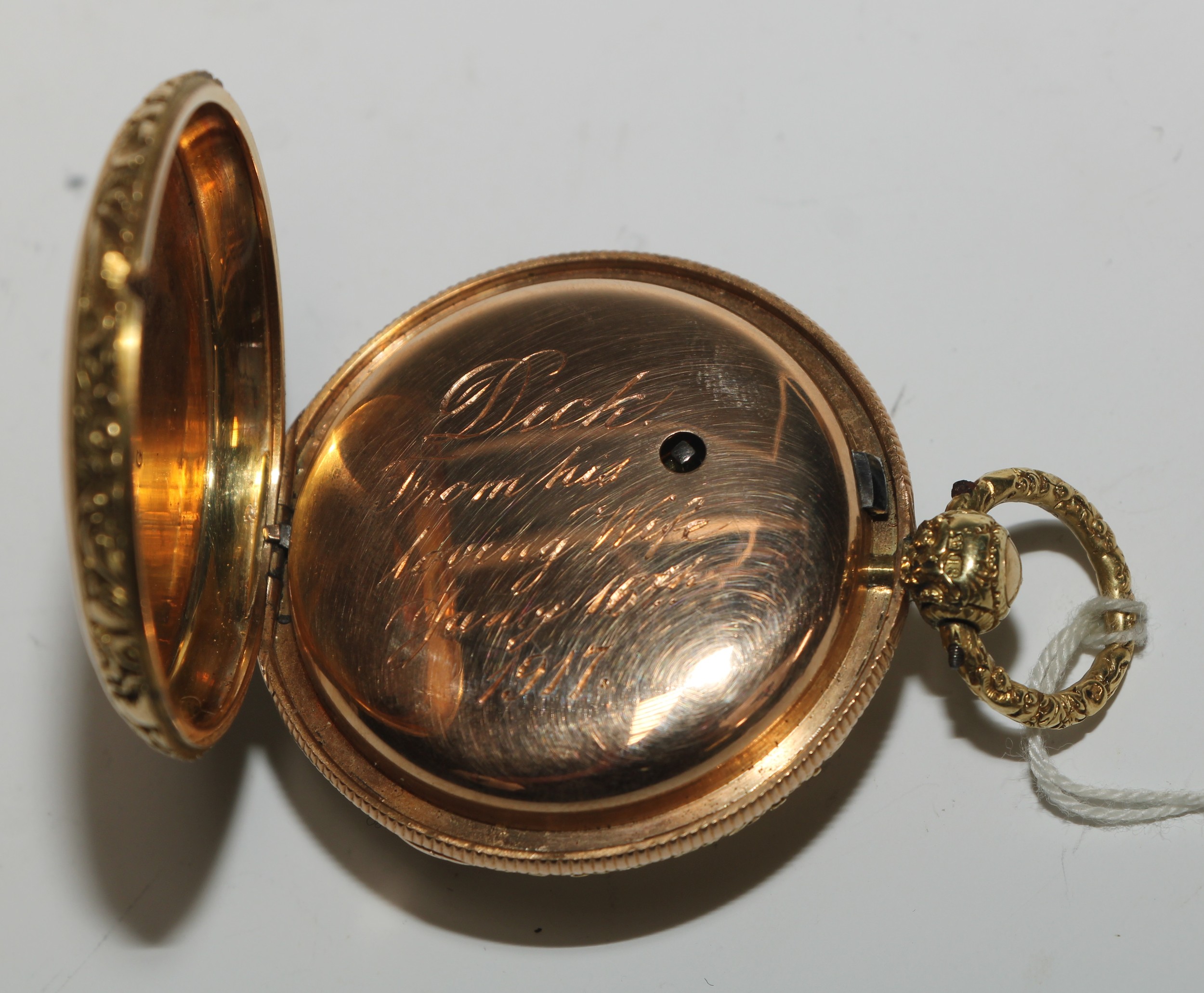 A George III 18ct four-colour gold open faced pocket watch, by [George] LeFever, Wisbech, 4cm matted - Image 5 of 5