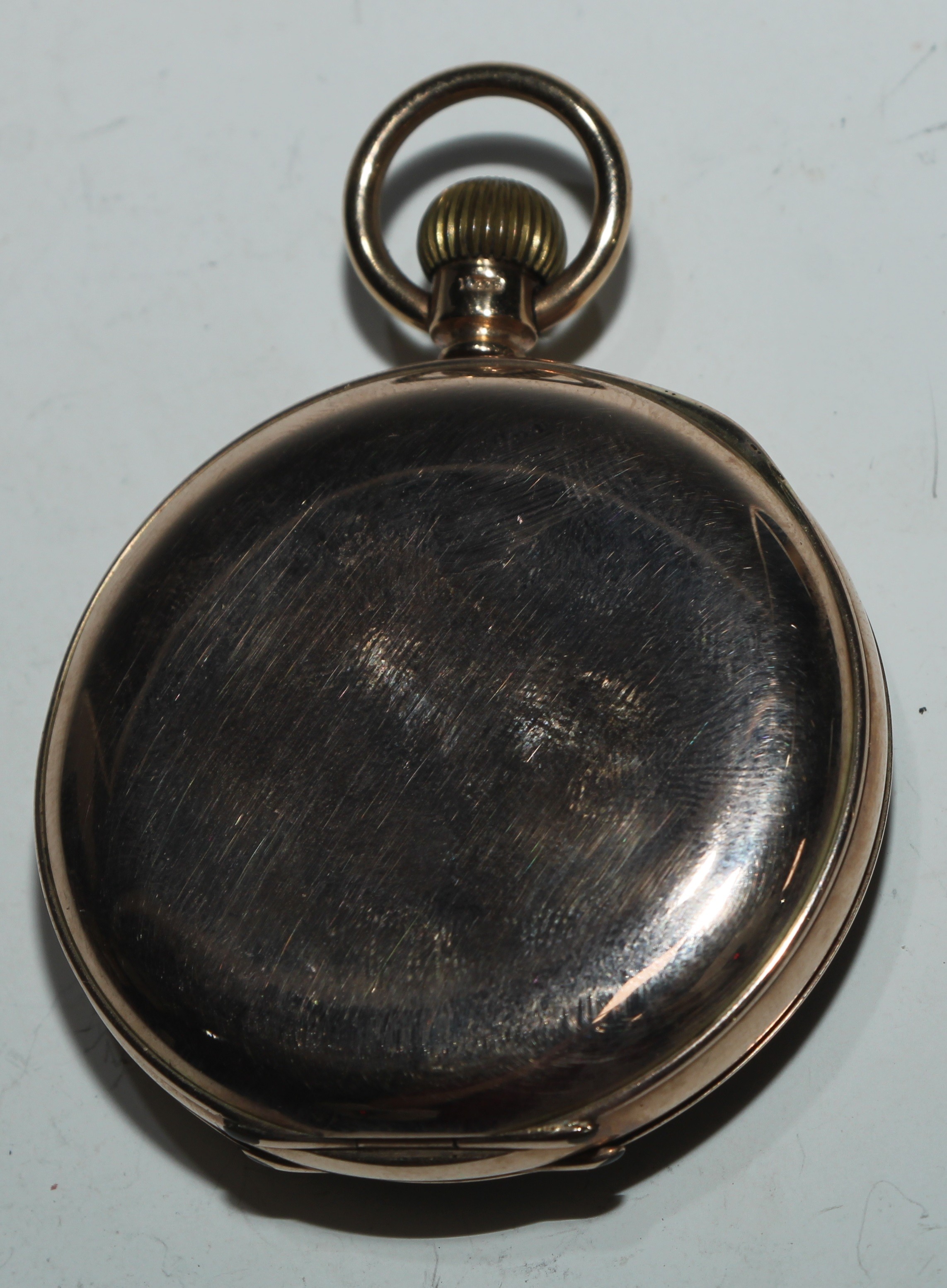 A George V 9ct gold open faced pocket watch, 4.5cm enamel dial inscribed with Arabic numerals, - Image 3 of 4