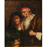 Continental School (19th century) Bearded Gentleman and His Daughter oil on panel, 24cm x 19cm