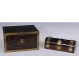A Victorian coromandel rectangular dressing box, the engraved brass borders inlaid with abalone