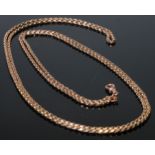 A 9ct gold muff chain with angled box type links, 80cm long, lobster claw clasp, 35.9g