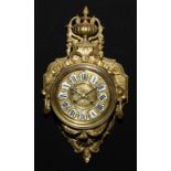 A French Louis XIV Revival gilt metal cartel clock, 11.5cm circular dial inscribed with Roman