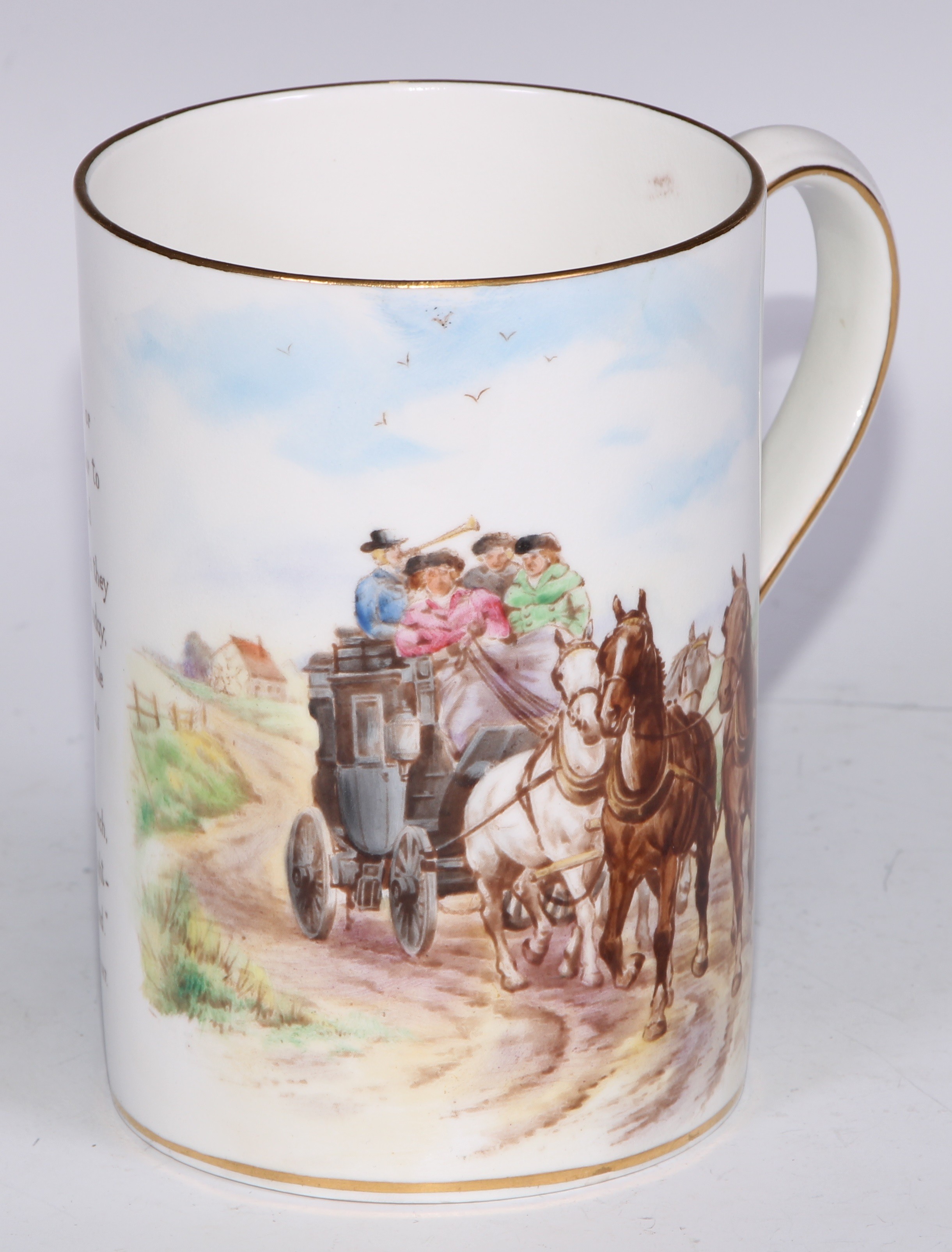 A Royal Crown Derby cylindrical mug, printed and painted by F Cox, with a hunting scene, to verso - Bild 16 aus 42