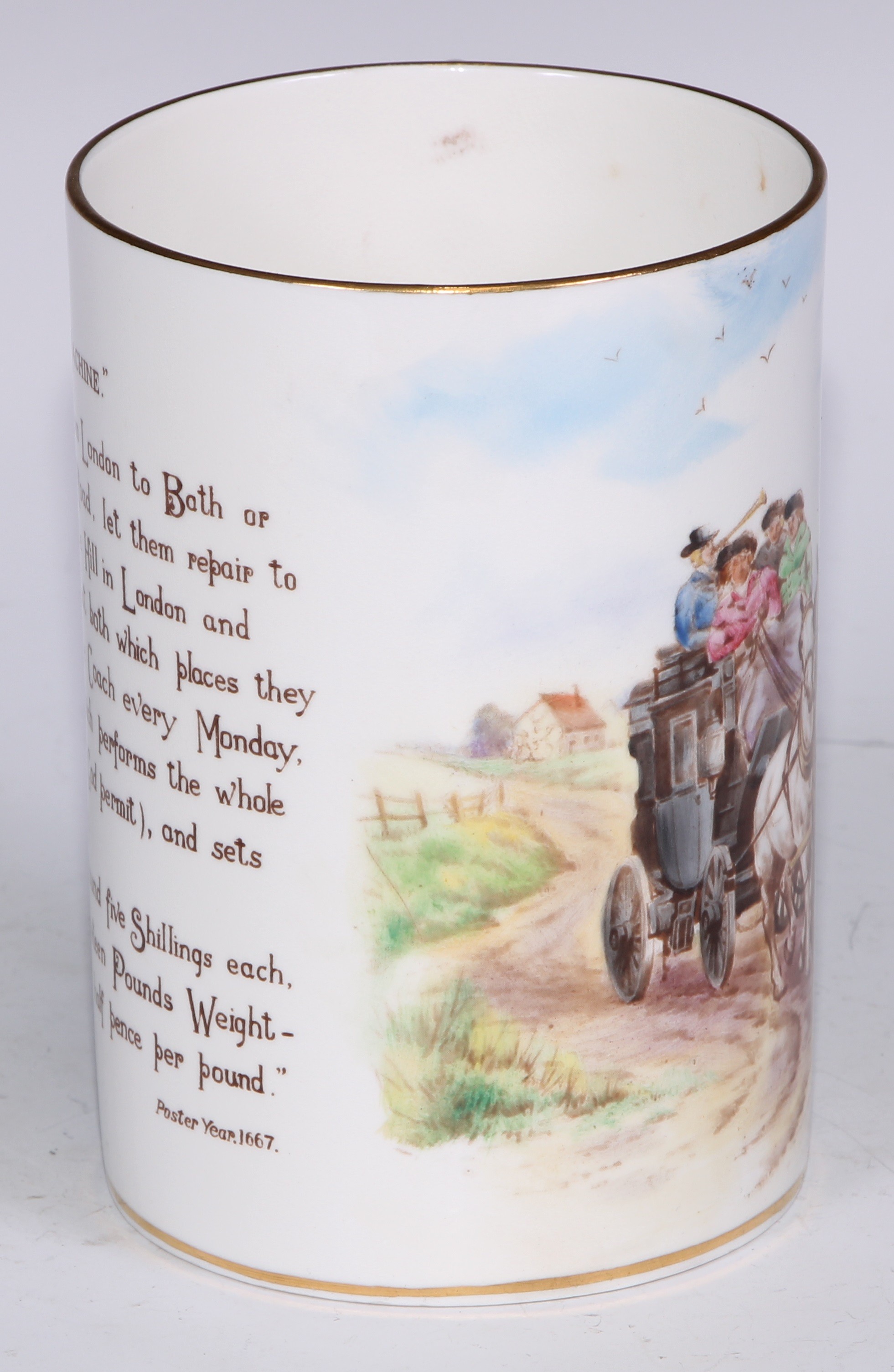 A Royal Crown Derby cylindrical mug, printed and painted by F Cox, with a hunting scene, to verso - Bild 18 aus 42