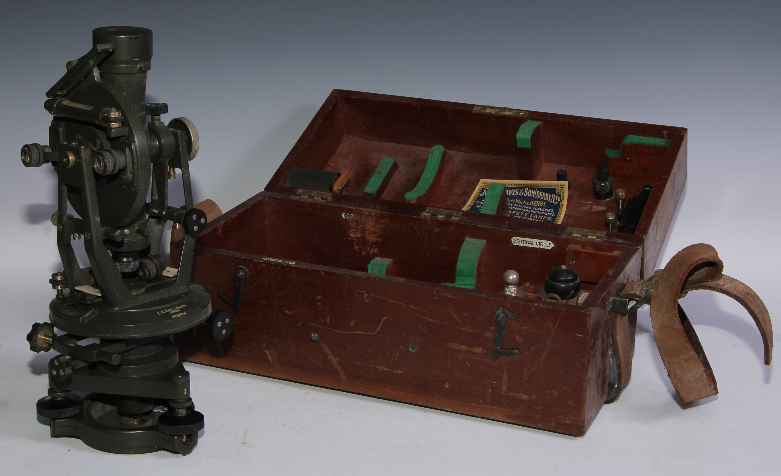 A surveyor’s theodolite, by John Davis and Son Ltd, complete, in original transit case