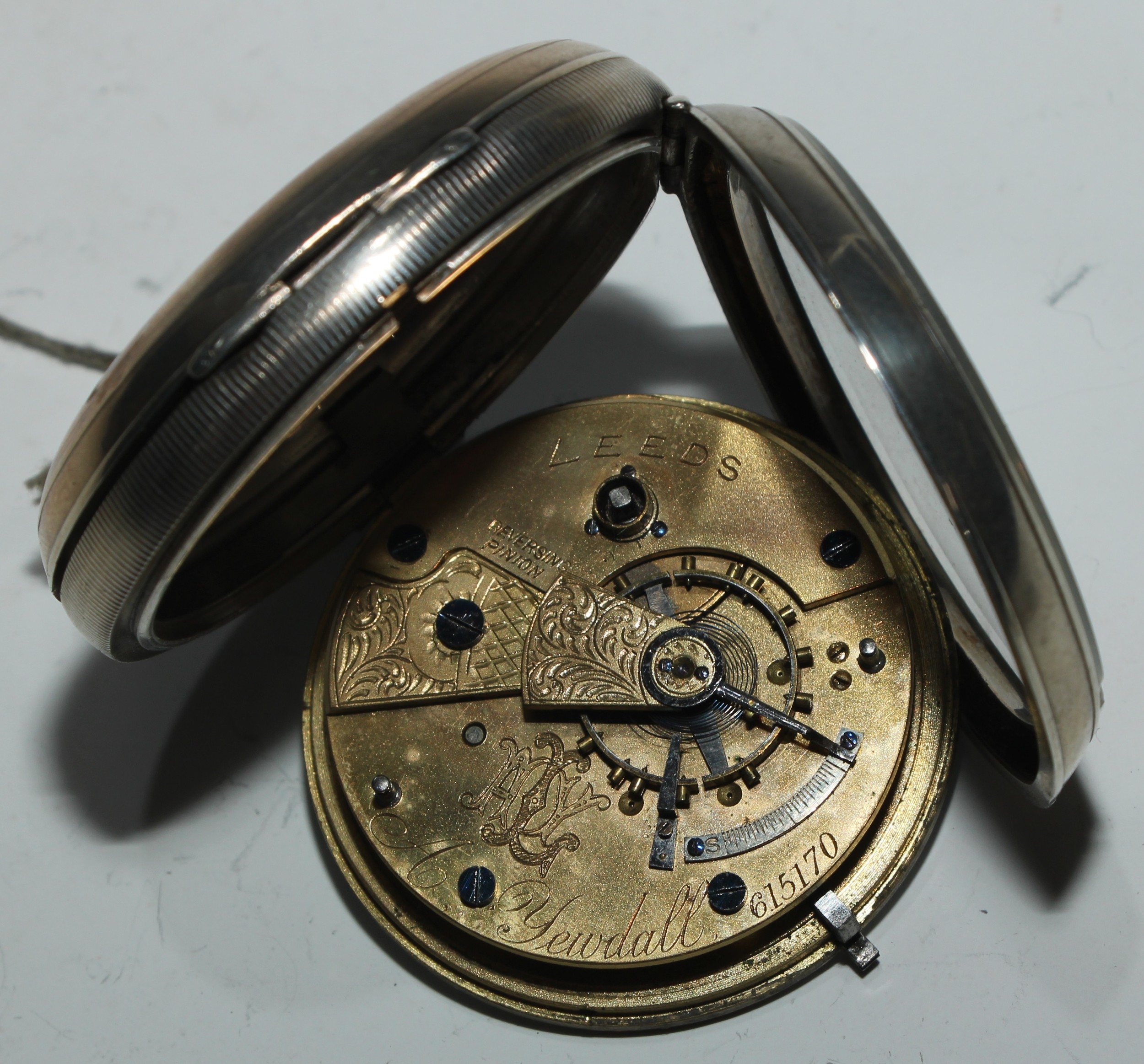 An Edwardian silver pocket watch, 5cm enamel dial inscribed English Lever by A Yewdall, Leeds, Roman - Image 7 of 7