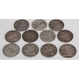 Coins - Victorian silver crowns, 1889 [4]; 1890; 1891; 1892; 1893; 1897 [2]; 1900 (11)