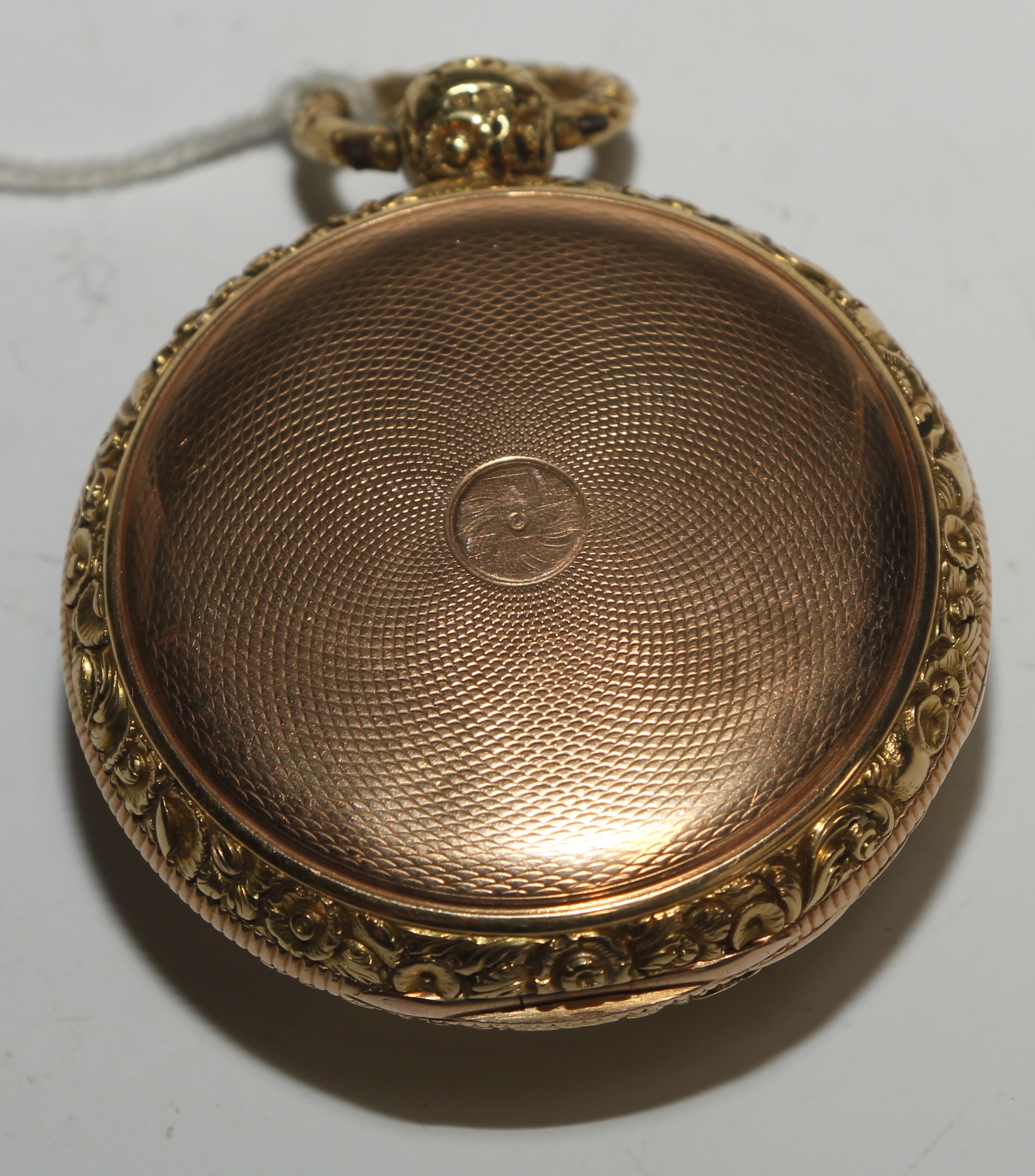 A George III 18ct four-colour gold open faced pocket watch, by [George] LeFever, Wisbech, 4cm matted - Image 3 of 5