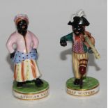 A pair of Sampson Hancock Derby figures, African Sall and Billy Waters, titled circular bases, he