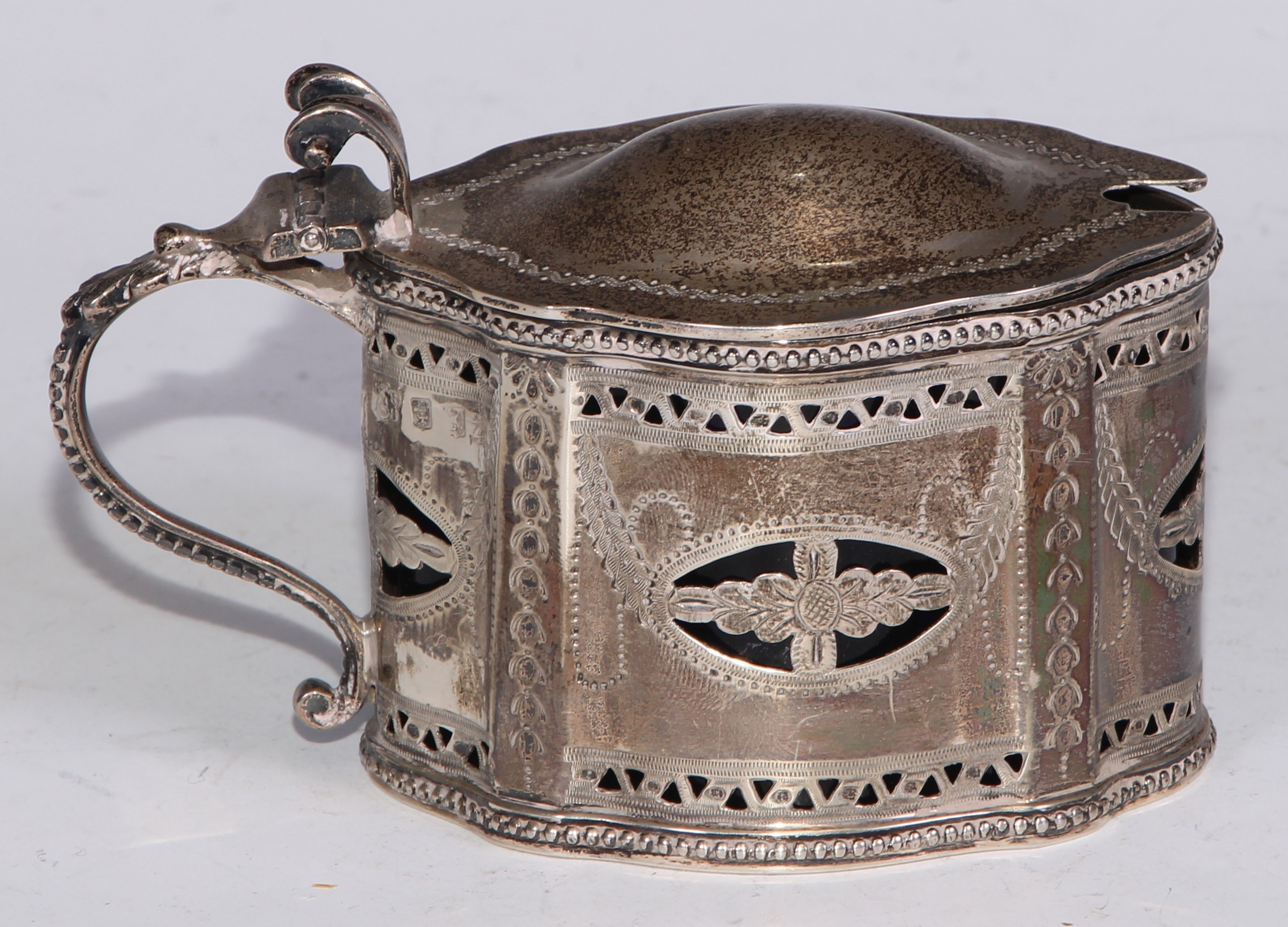 A Victorian Scottish silver commode shaped mustard, pierced and bright-cut engraved in the Neo- - Image 4 of 11