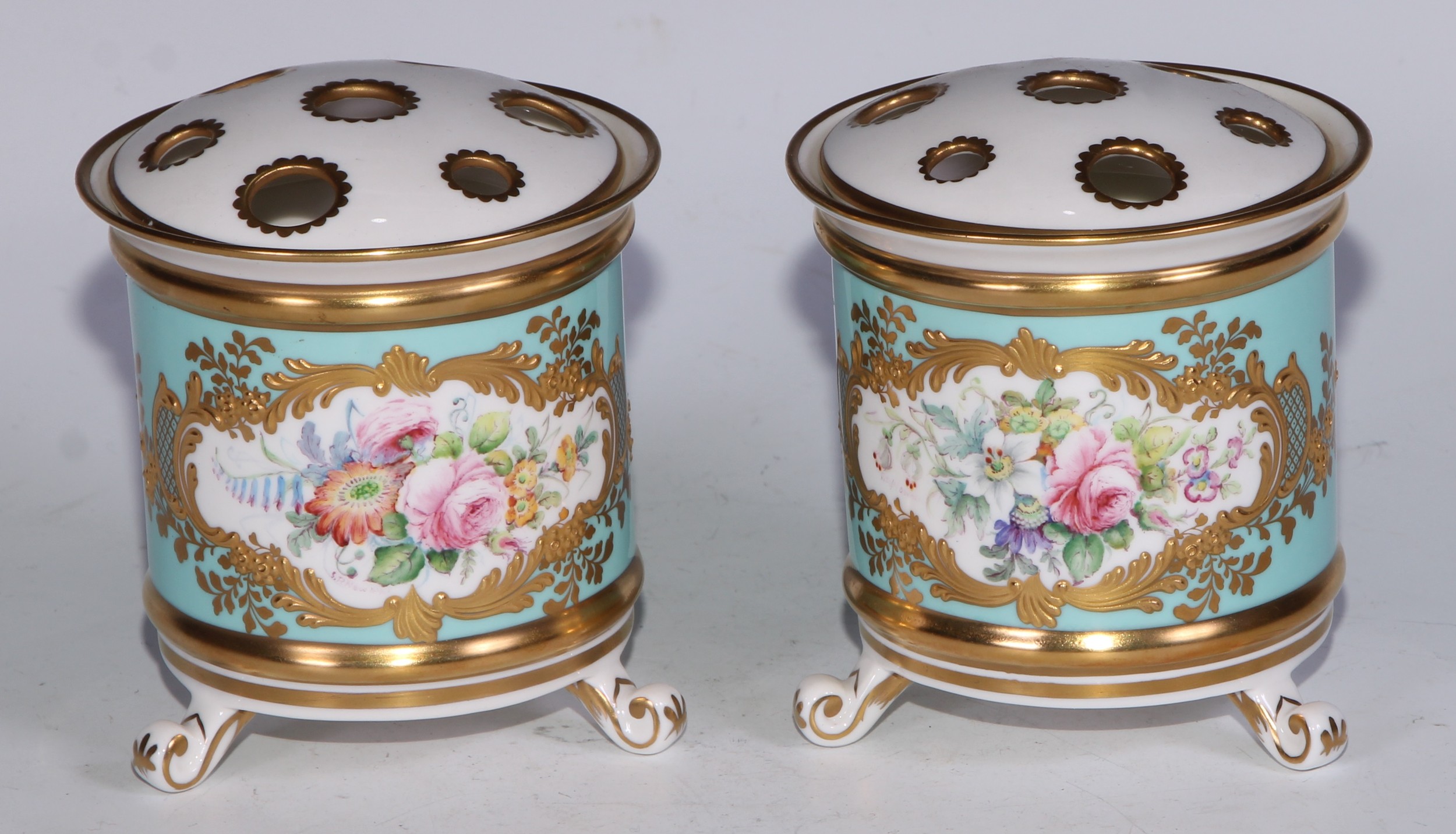 A pair of Lynton Porcelain Company bough pots, painted by Stefan Nowacki, signed, with colourful