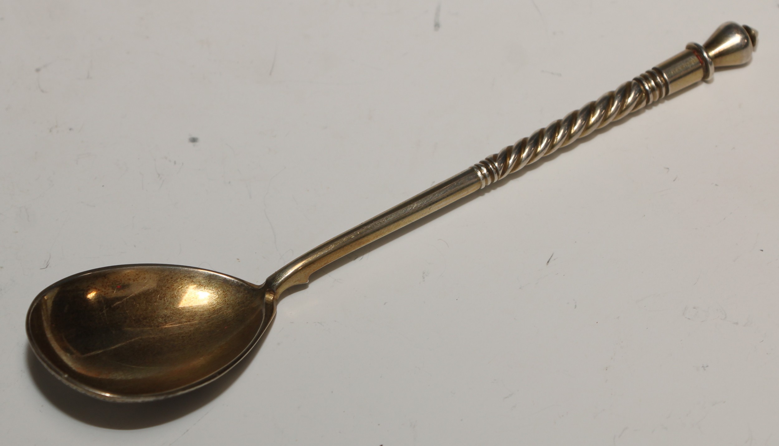 A 19th century Russian silver and niello spoon, 14cm long, Moscow 1894