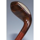 A 19th century Sunday stick walking cane by Forgan of St Andrews, lead weighted, hardwood handle